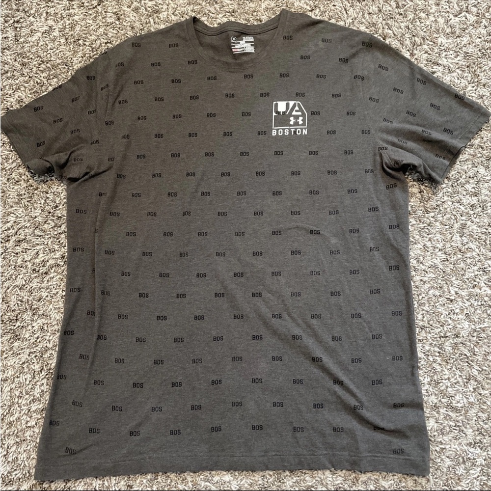 Under Armour Gray Heatgear Graphic T-Shirt XL Boston City Theme Shirt Sleeve